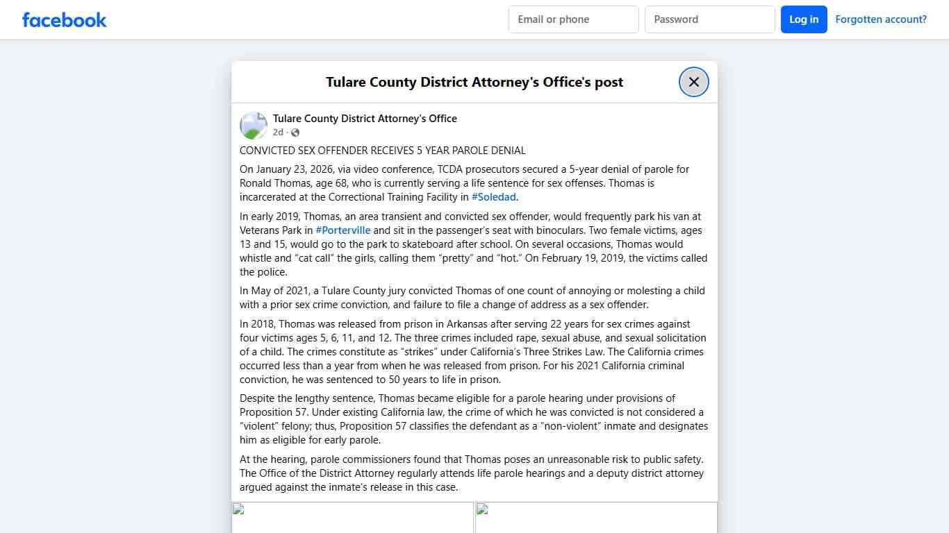 CONVICTED SEX... - Tulare County District Attorney's Office Facebook