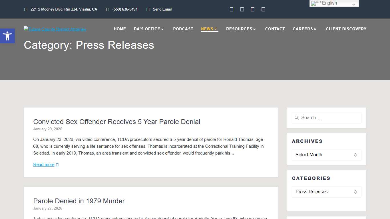 Press Releases – Tulare County District Attorney