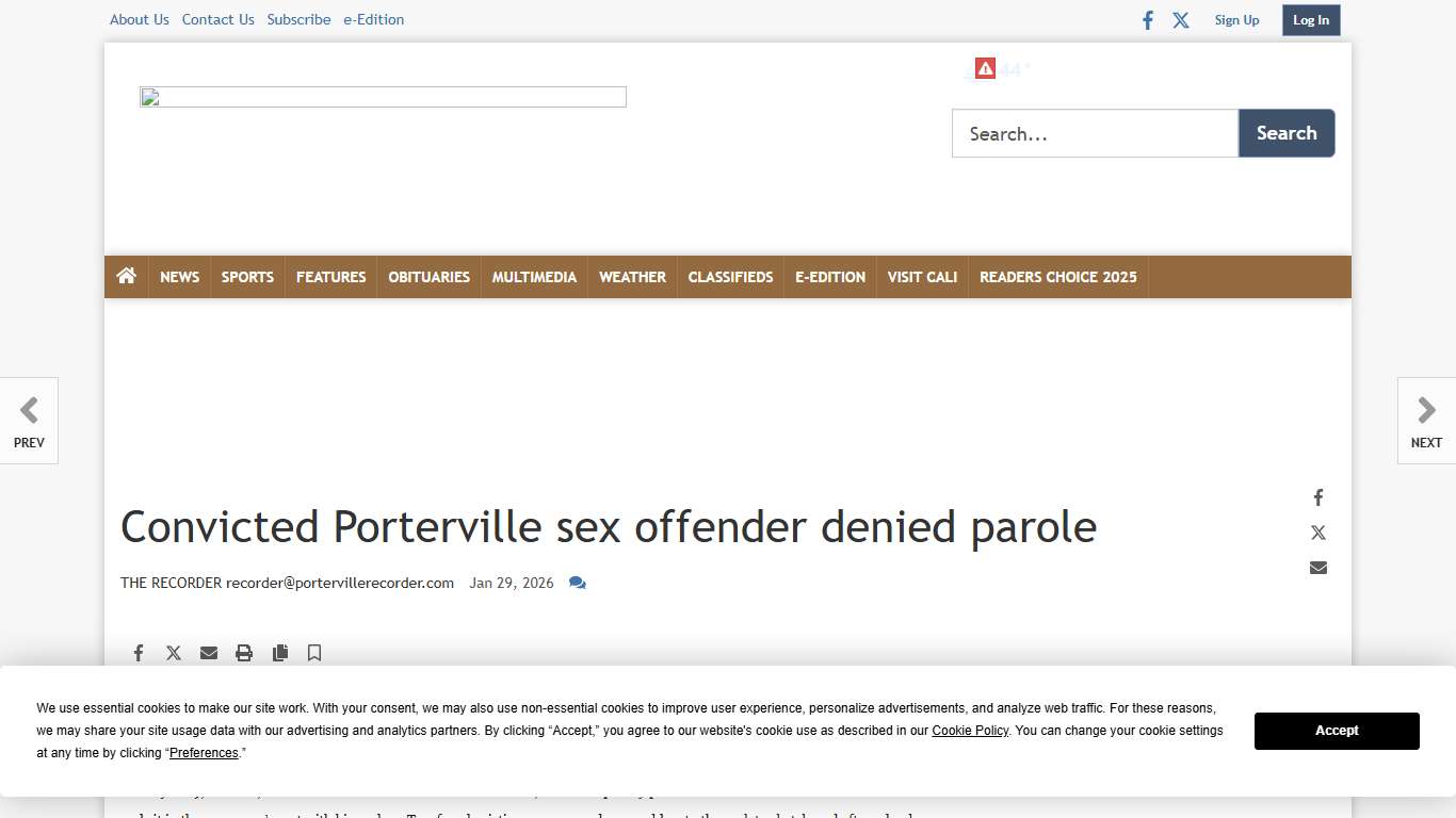 Convicted Porterville sex offender denied parole Photos recorderonline.com
